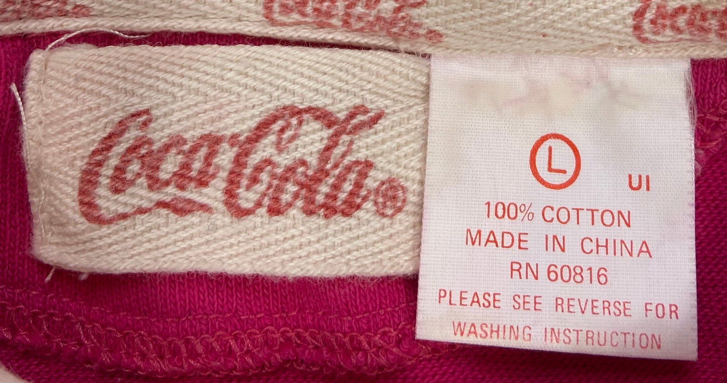 80’s COCA COLA Size L Vintage Long Sleeve Polo Shirt / G3701R