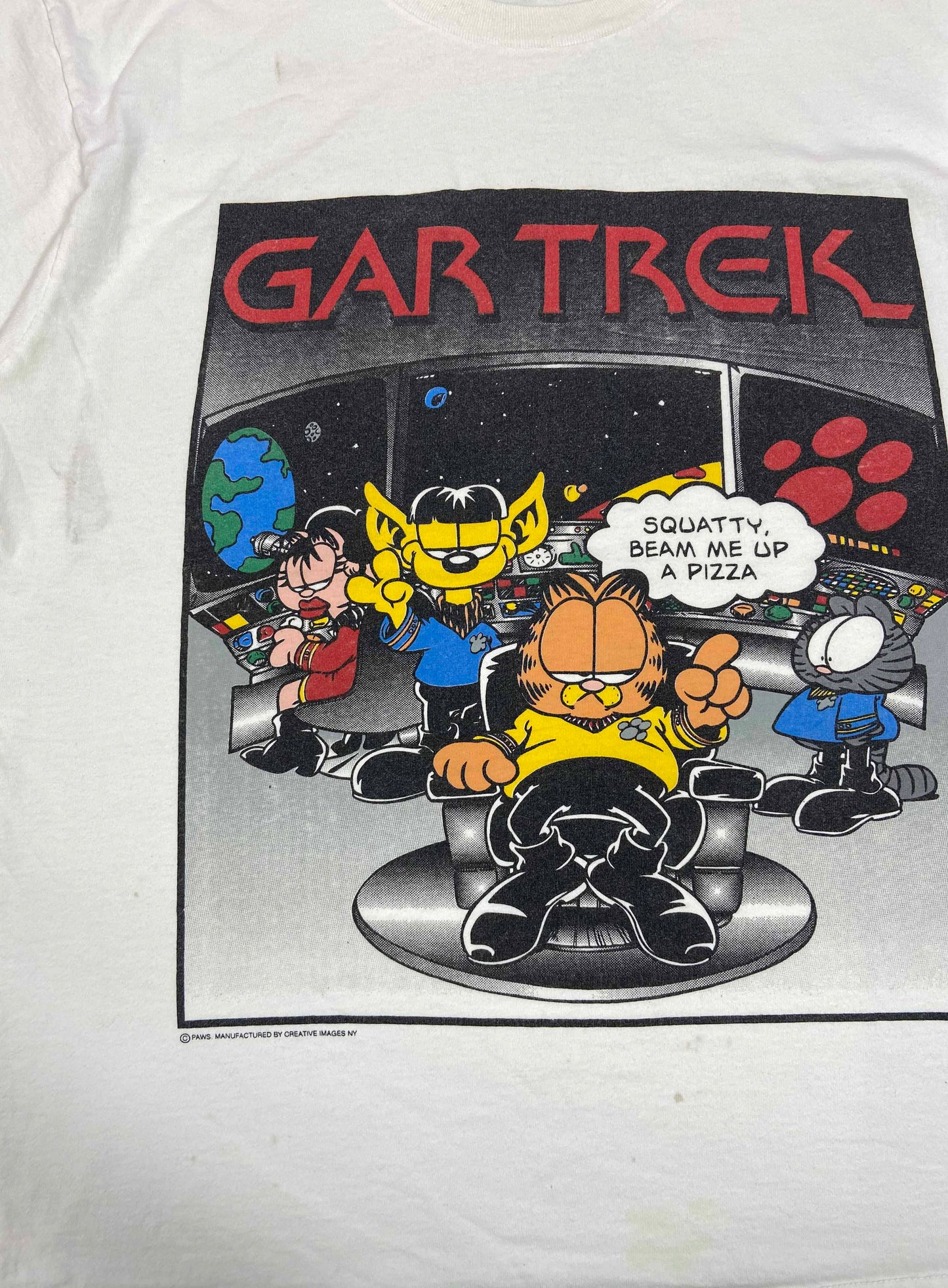 90's Garfield Parody "Gar Trek" Size XL Vintage Garfield T-Shirt / 9949