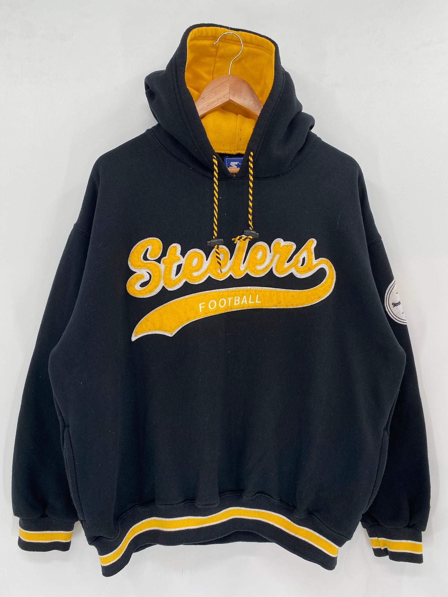 00’ STARTER STEELERS Size L Vintage NFL Hoodie Sweat-shirt / k1994