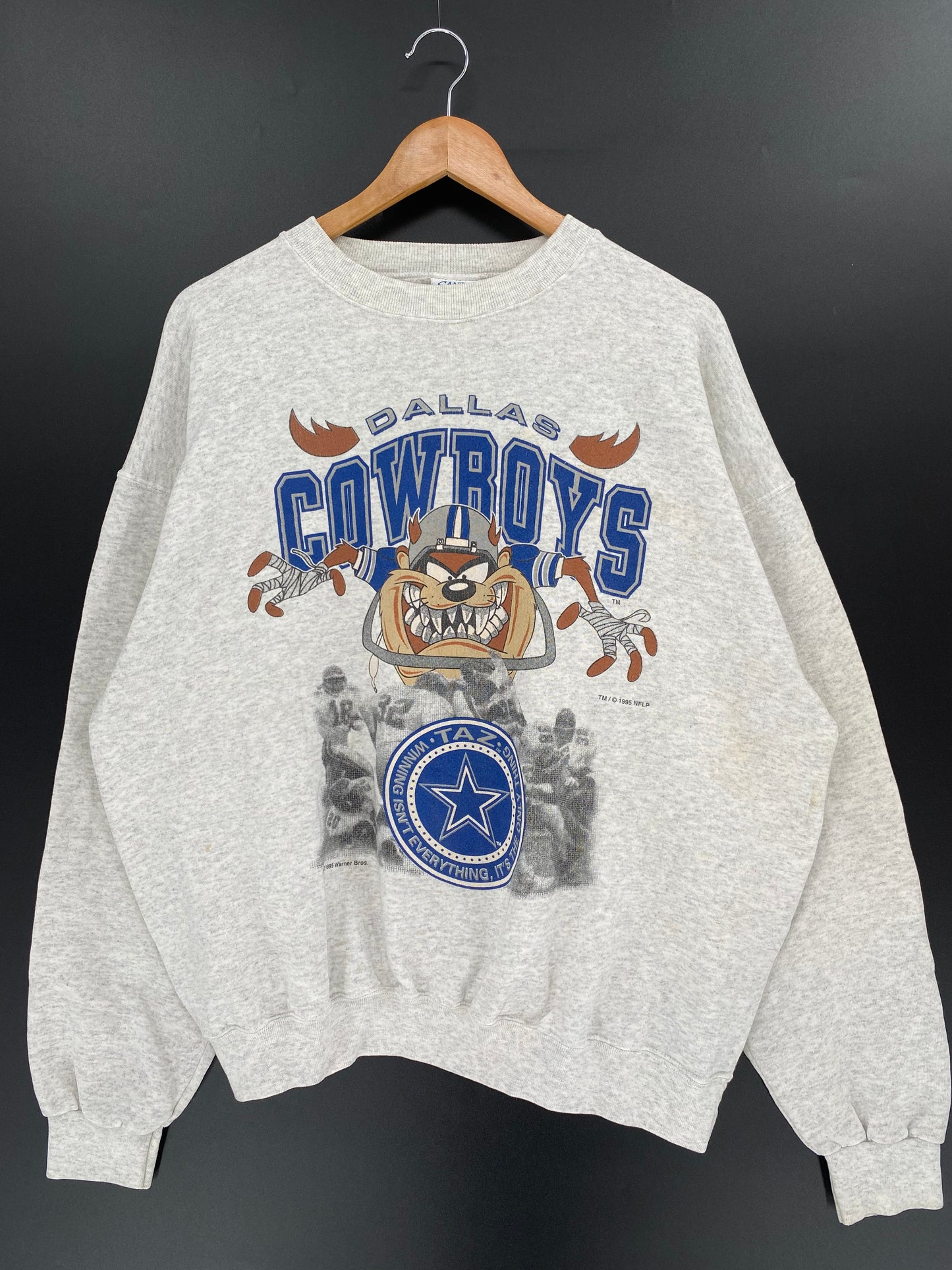 1995 LOONEY TUNES x COWBOYS MADE IN USA Size XL Vintage NFL Sweat-shirt / K413