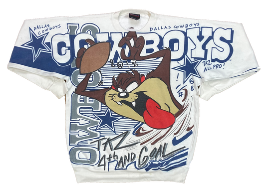 1993' Taz Looney Tunes x Cowboys All Over Print Vintage Sweat-Shirt / 3727