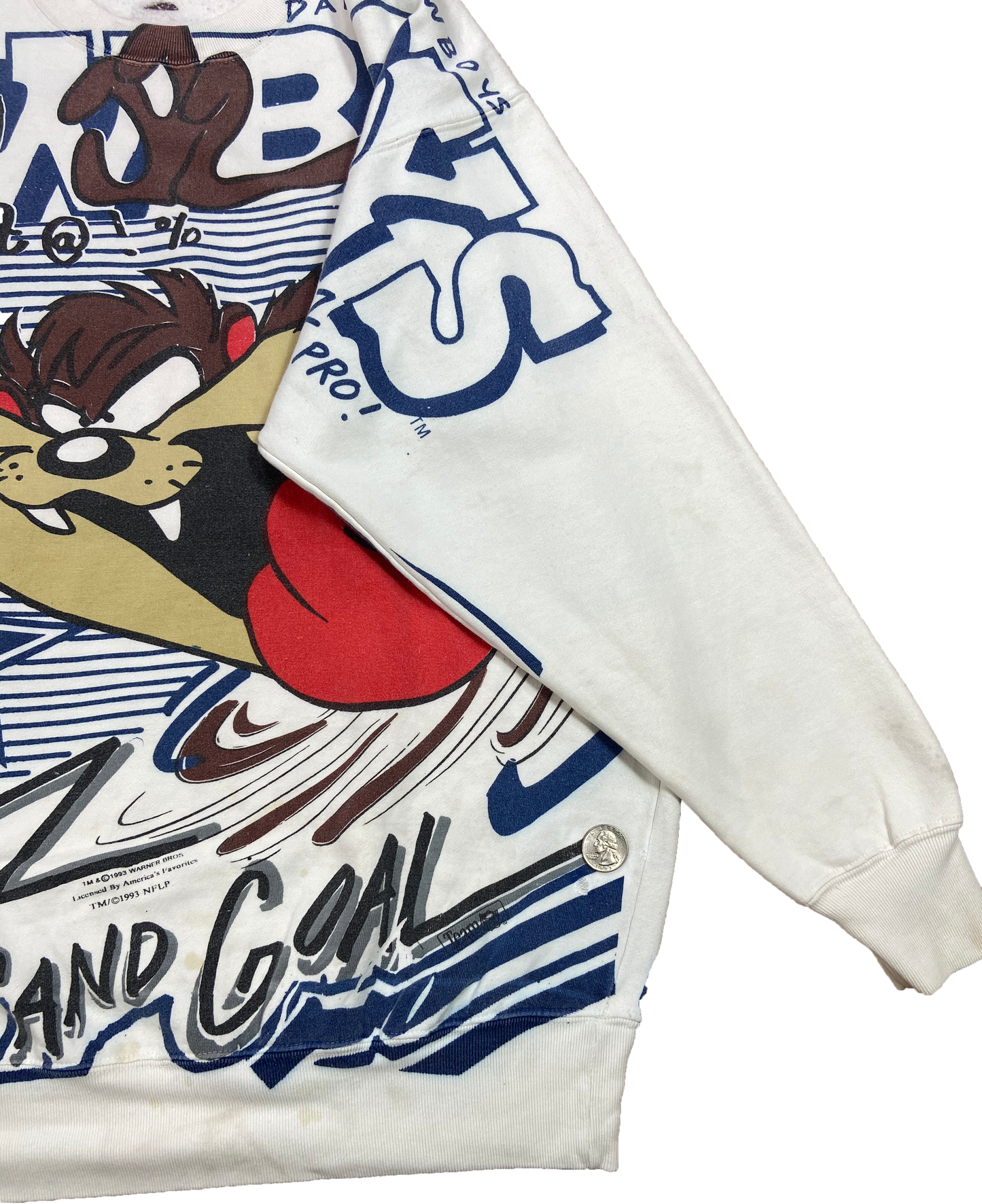 1993' Taz Looney Tunes x Cowboys All Over Print Vintage Sweat-Shirt / 3727