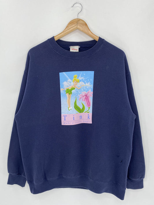 00’ Disney Tinker Bell Made in USA Size L Vintage Sweat-Shirts / K4756