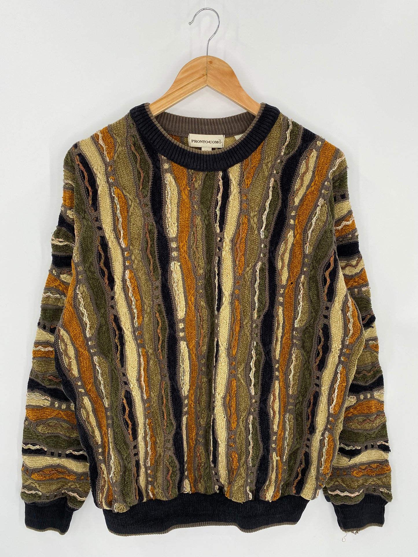 Vintage 3D Coogi-Style Size L Knit Sweater / 7041