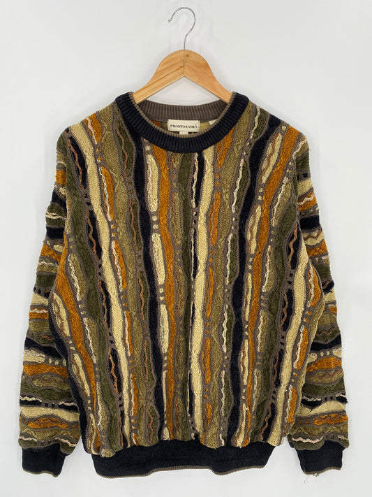 Vintage 3D Coogi-Style Size L Knit Sweater / 7041