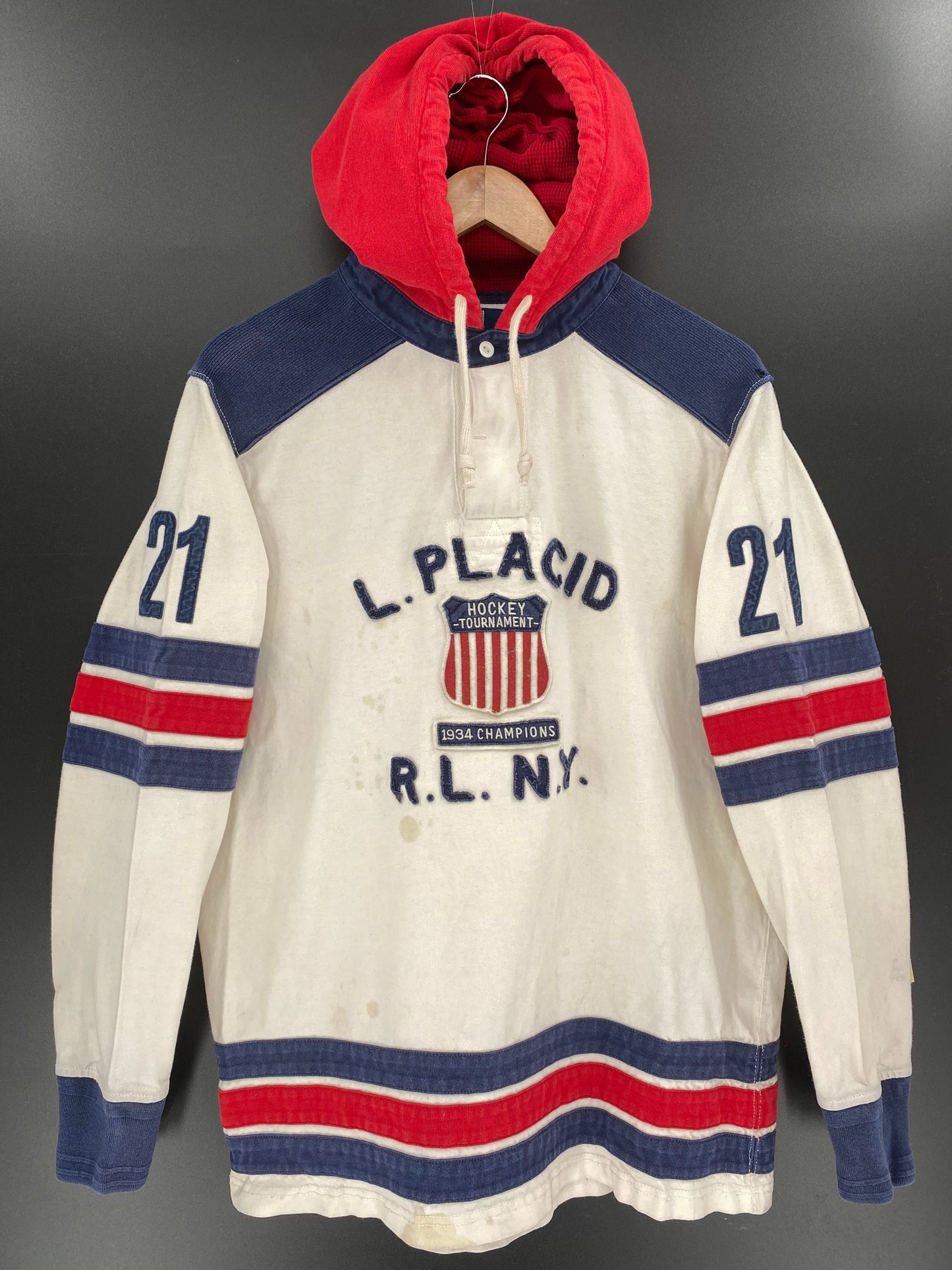 90’s POLO RALPH LAUREN Size M Vintage Hoodie Rugby-Shirt / E4394R