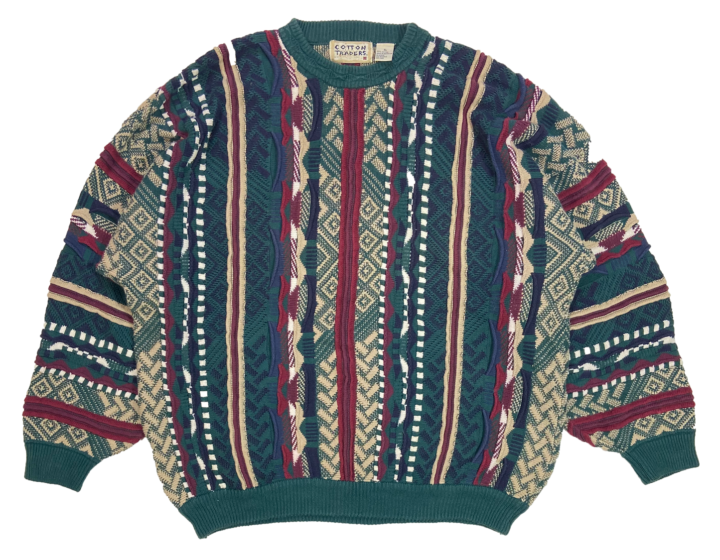 Vintage 3D Coogi-Style Knit Sweater / 3843