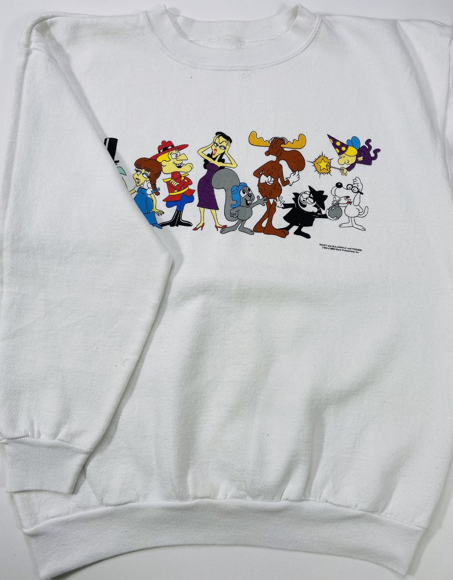 1993 ROCKY AND BULLWINKLE AND FRIENDS Size Approx.L Vintage Sweat-shirt / A7950