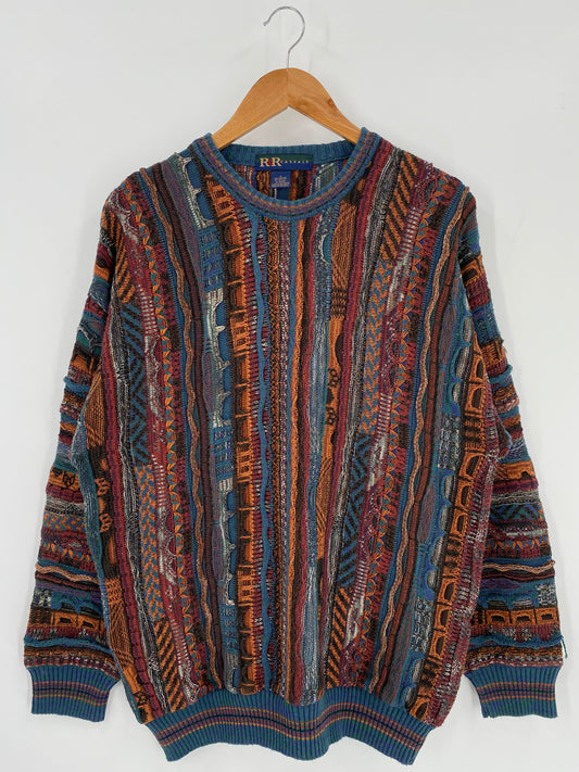 Vintage 3D Coogi-Style Size L Knit Sweater / 9777