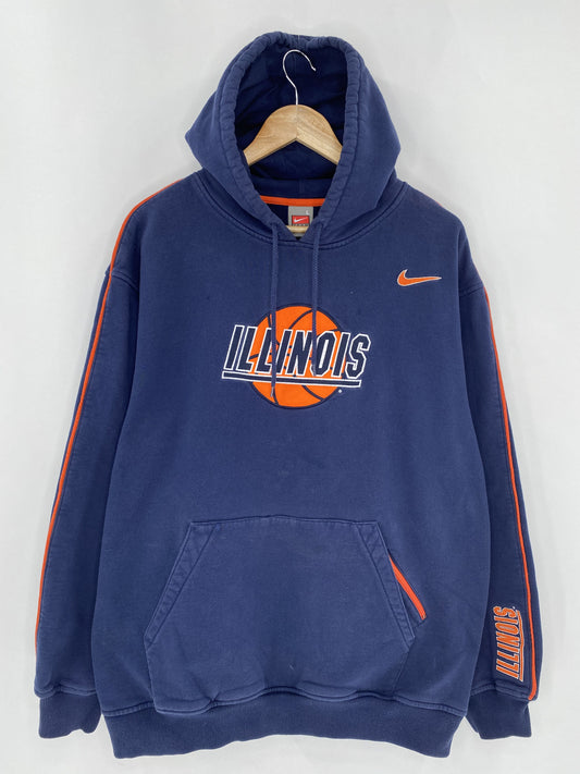 00’ NIKE ILLINOIS Size L Vintage College Hoodie Sweat-Shirt   / K5065