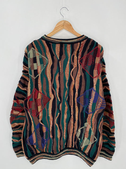Vintage 3D Coogi-Style Size L Knit Sweater / 6319