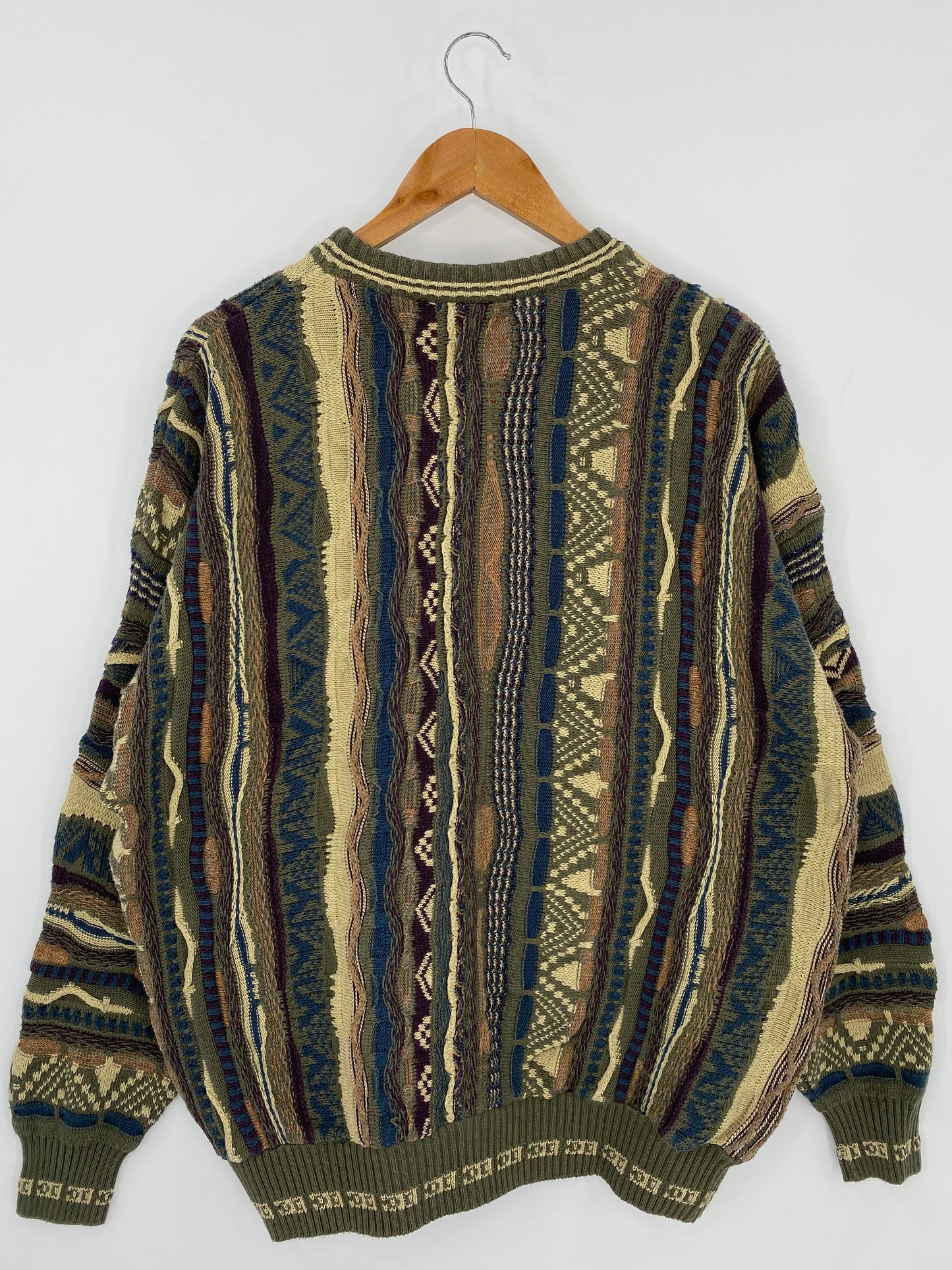 Vintage 3D Coogi-Style Size No tag(Approx.XL) Knit Sweater / 9823