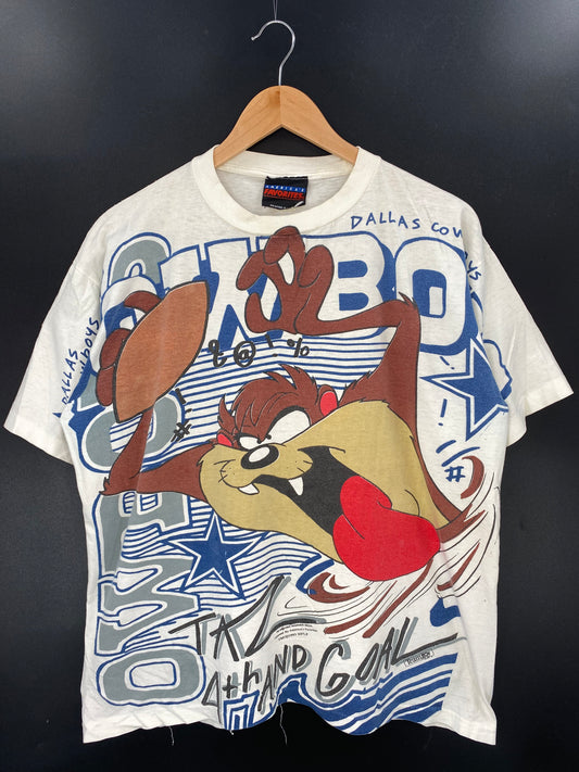 1993 Loony Tunes TAZ x COWBOYS Size L Vintage T-shirt / K2921