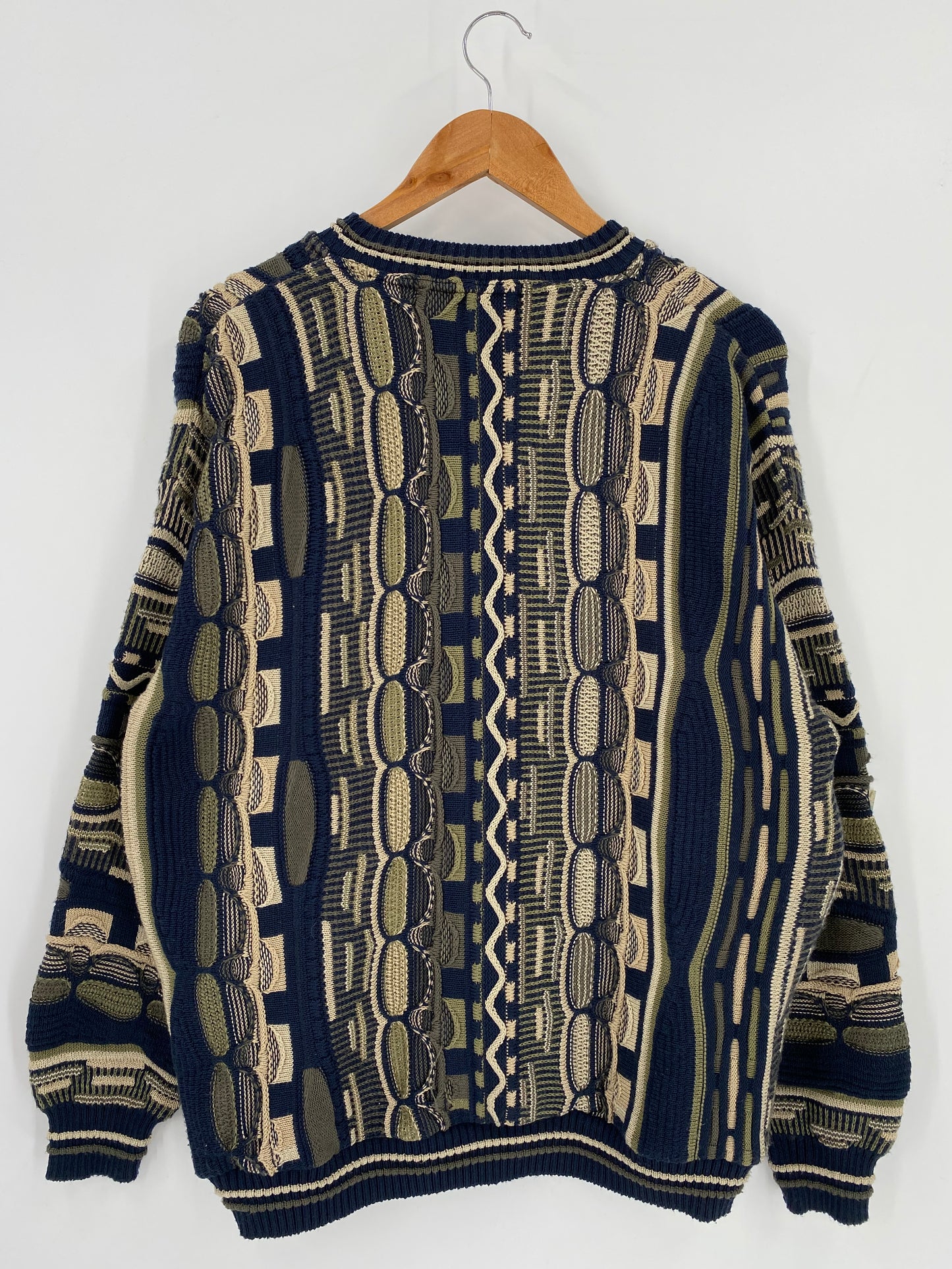 Vintage 3D Coogi-Style Made in USA SizeXL Knit Sweater / 9779