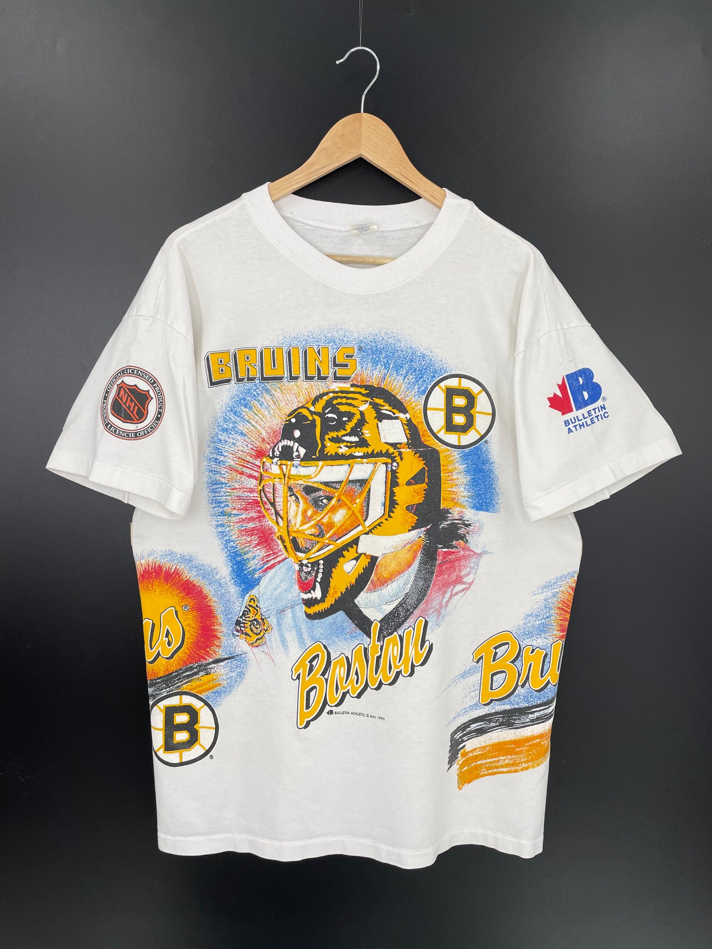 1993 BULLETIN ATHLETIC Size Approx.XL Vintage NHL T-Shirt / k1649