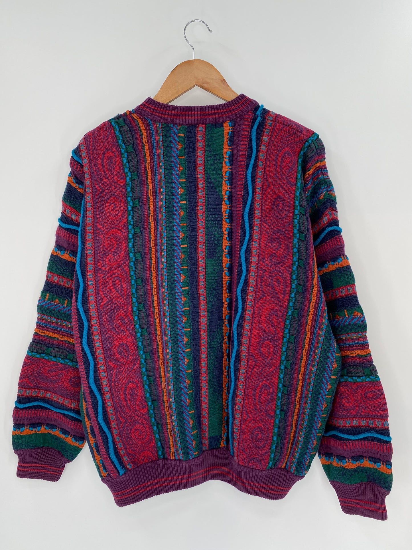Vintage 3D Coogi-Style Size L Knit Sweater / 8704