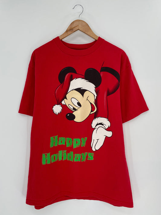 .90’s DISNEY MICKEY CHRISTMAS Made in USA Size XL Vintage T-Shirt / K7061