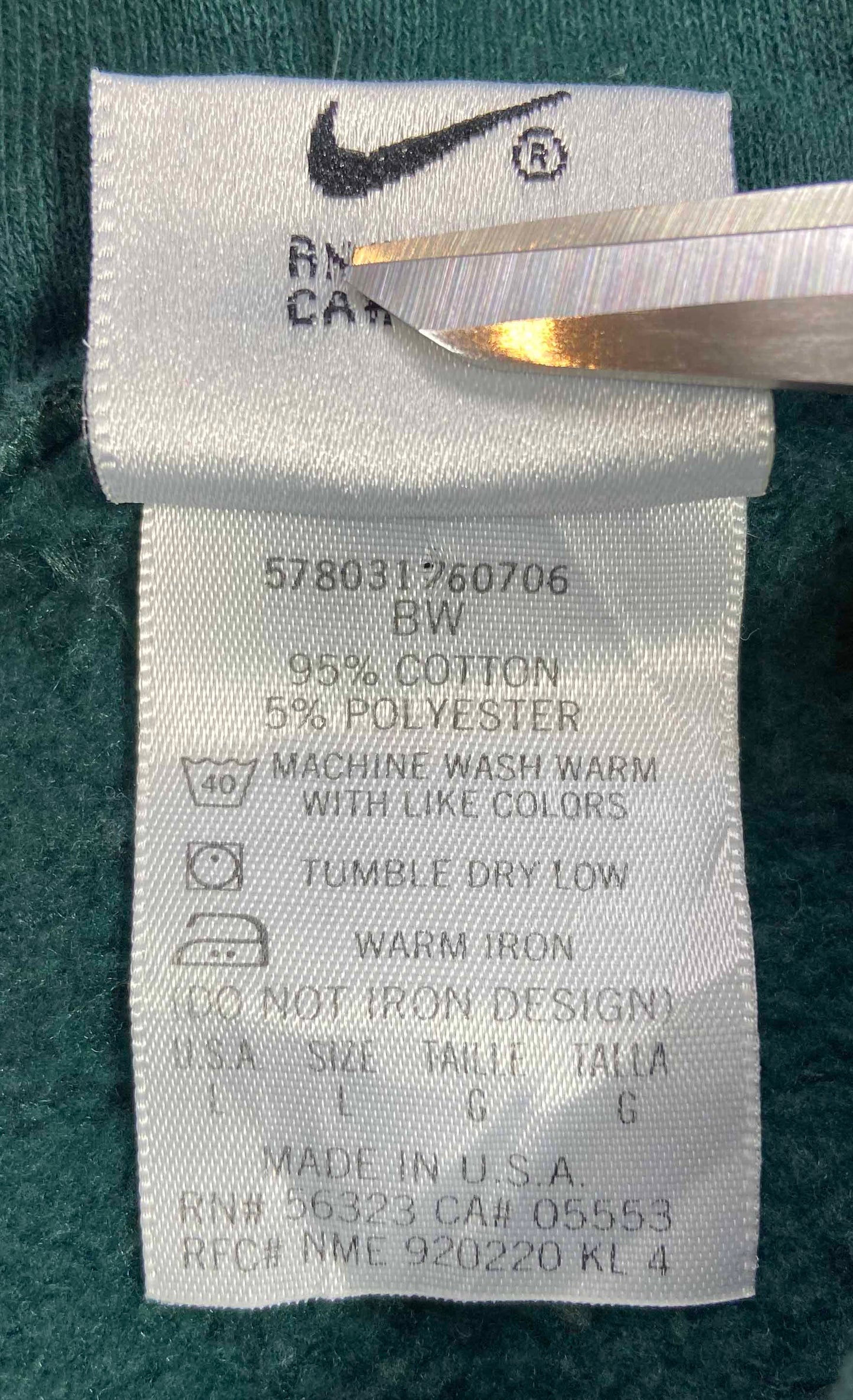 90's Nike Center Big Swoosh Made in USA Vintage Hoodie Sweat-Shirt / 4076