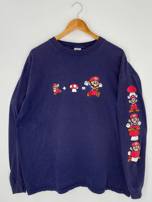 00’ NINTENDO MARIO Size XL Vintage Long Sleeve T-Shirt / K9678