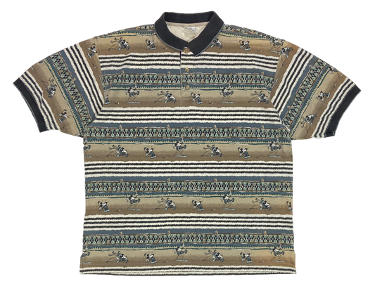 Vintage Mickey Mouse All Over Print Disney Polo-Shirt / 4128