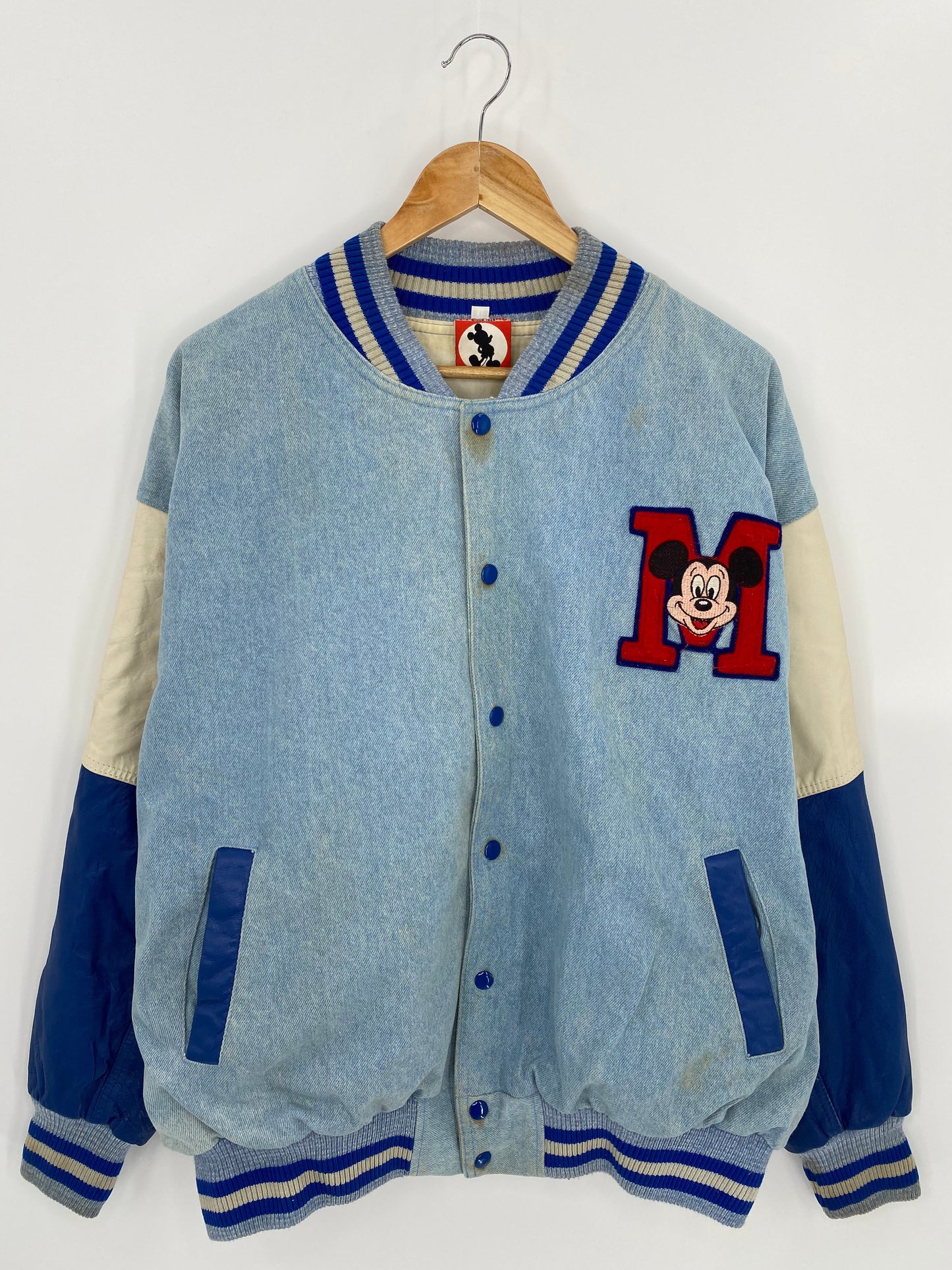 90’s DISNEY MICKEY Size XL Vintage Denim Jacket / K7348