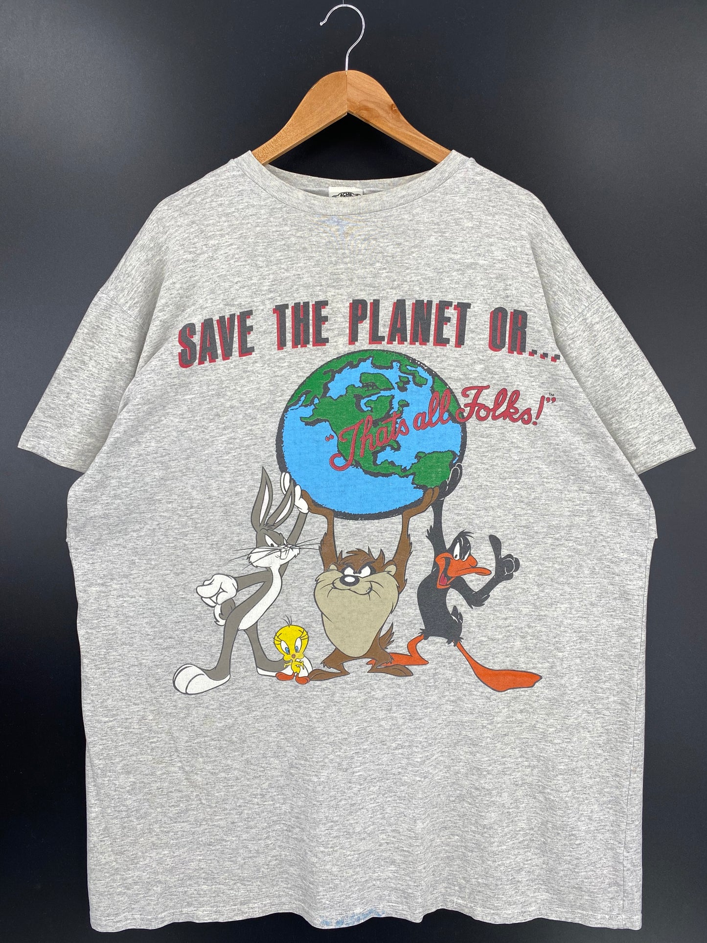 1991' LOONEY TUNES TAZ Made in USA Size One size (Approx.XXL-XXXL) Vintage T-Shirt / K1527