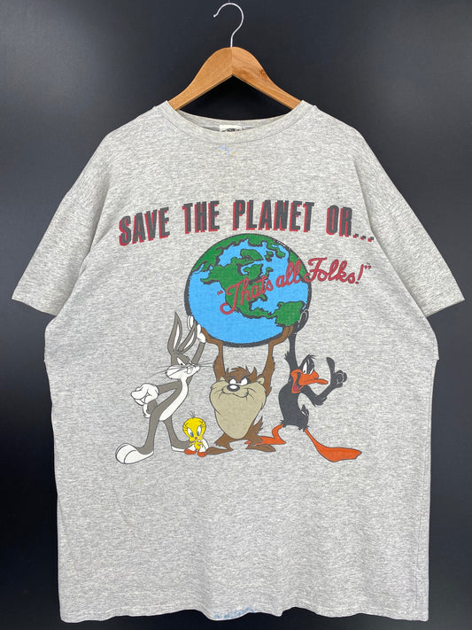 1991' LOONEY TUNES TAZ Made in USA Size One size (Approx.XXL-XXXL) Vintage T-Shirt / K1527