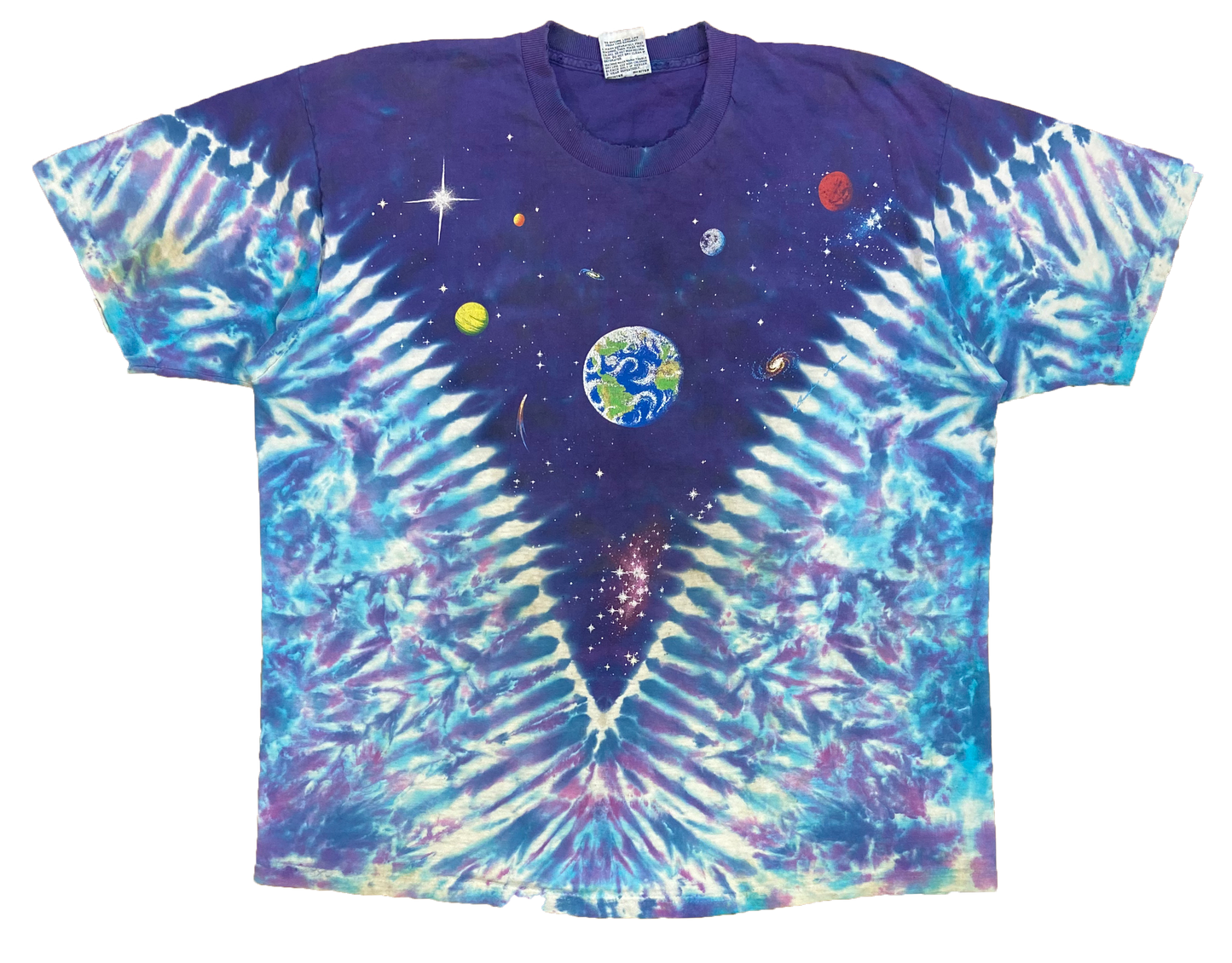 1992' Liquid Blue Space Print Vintage Tie-dye T-Shirts / 4445