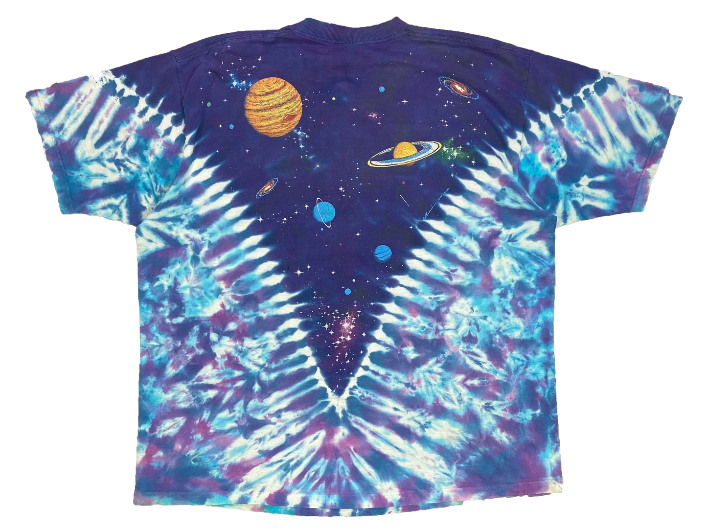 1992' Liquid Blue Space Print Vintage Tie-dye T-Shirts / 4445