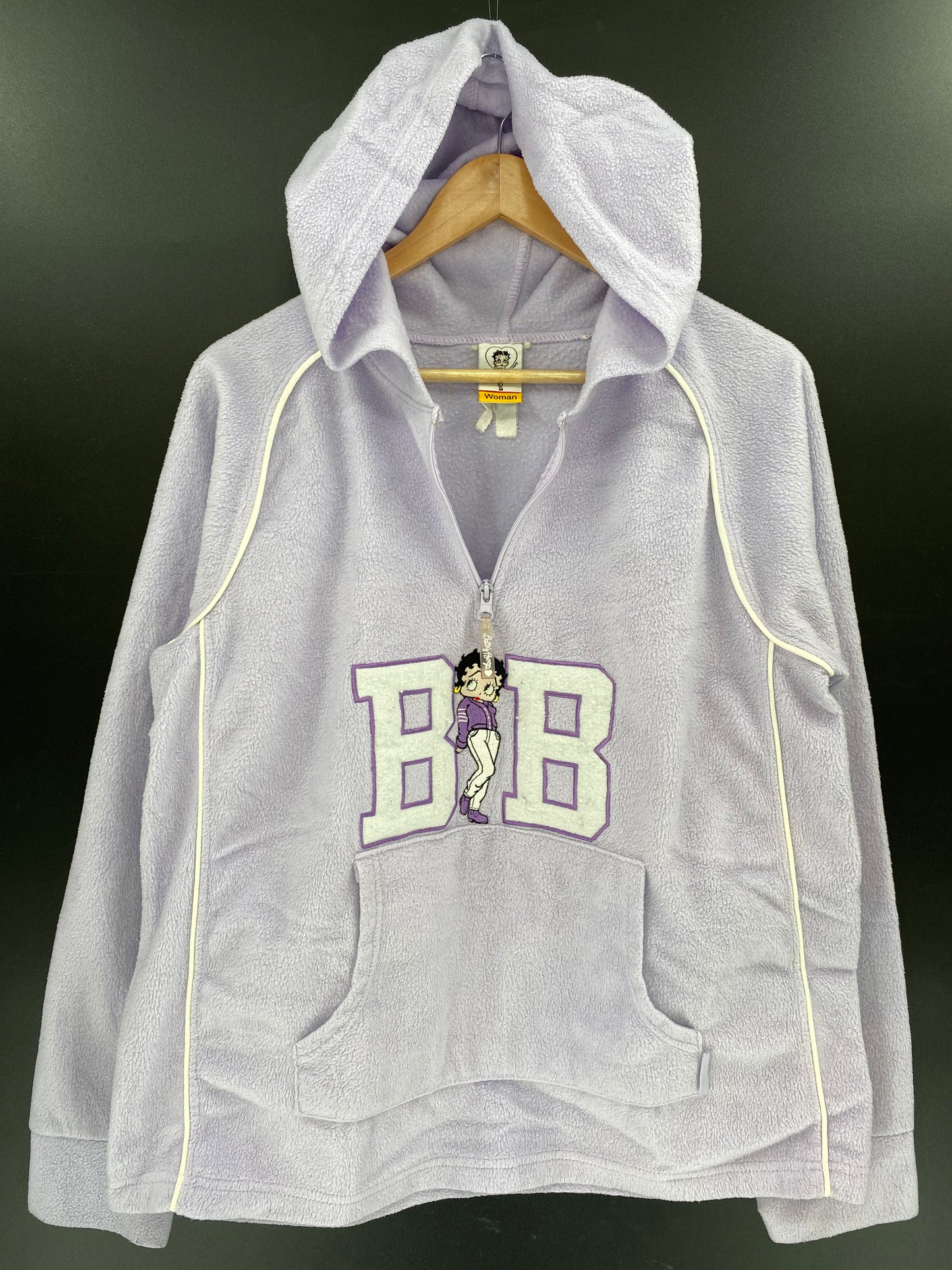 2003 BETTY BOOP Size Ladies (Approx.L) Vintage Half-Zip Hoodie Fleece / K3854
