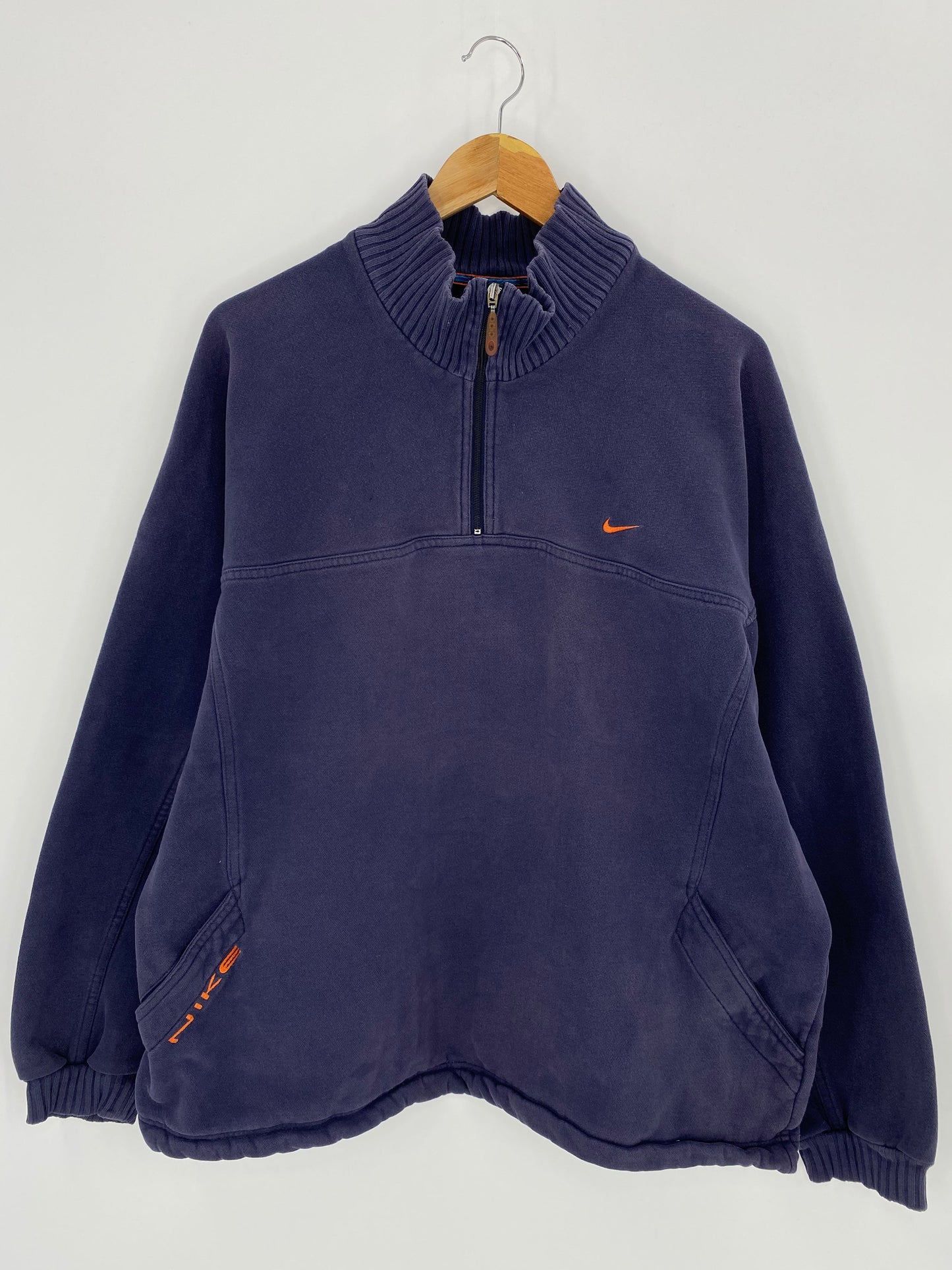 00’ NIKE EURO MINI SWOOSH Size XL Vintage Half-zip Sweat-shirt / K8189