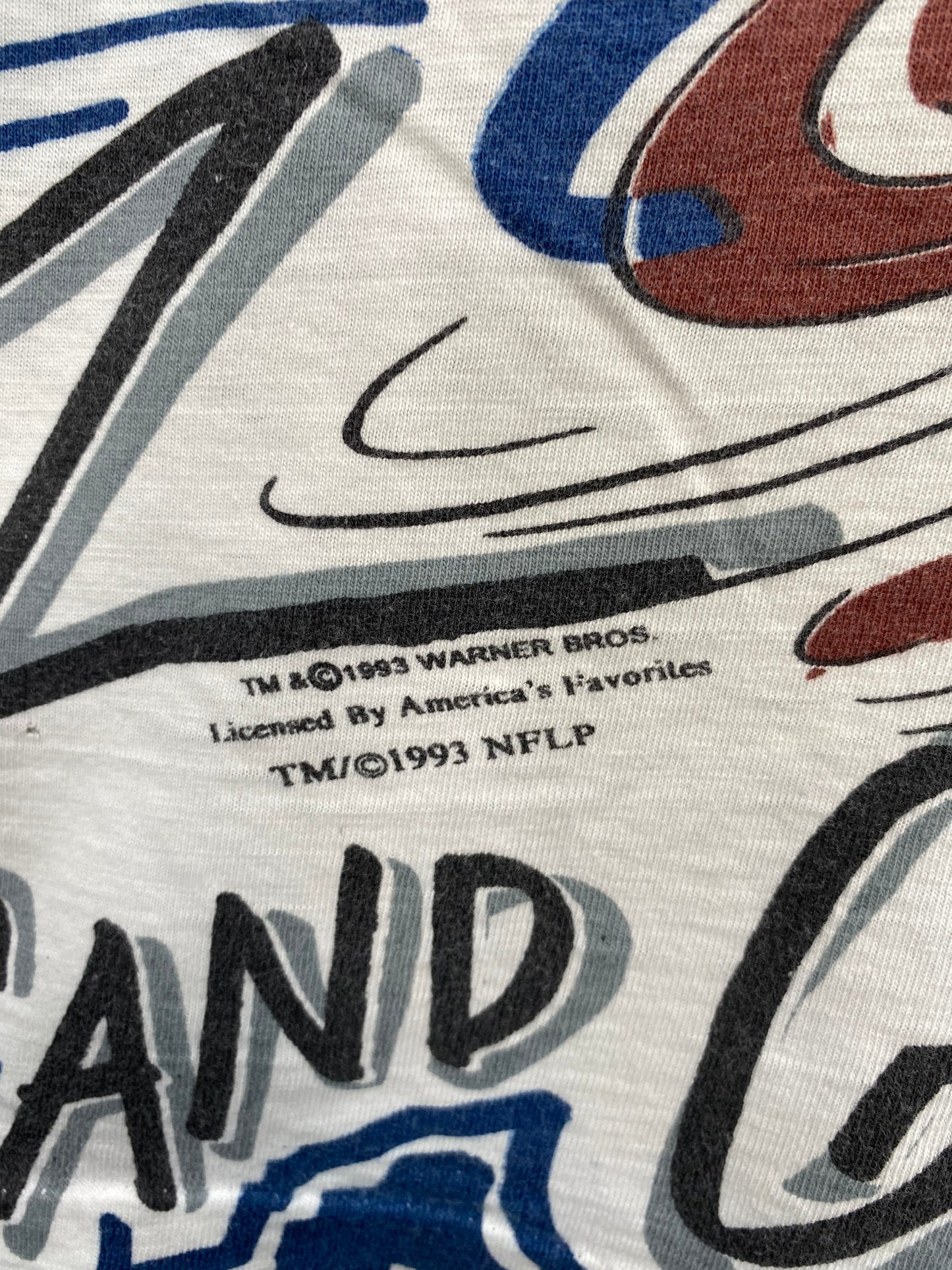 1993 Loony Tunes TAZ x COWBOYS Size L Vintage T-shirt / K2921