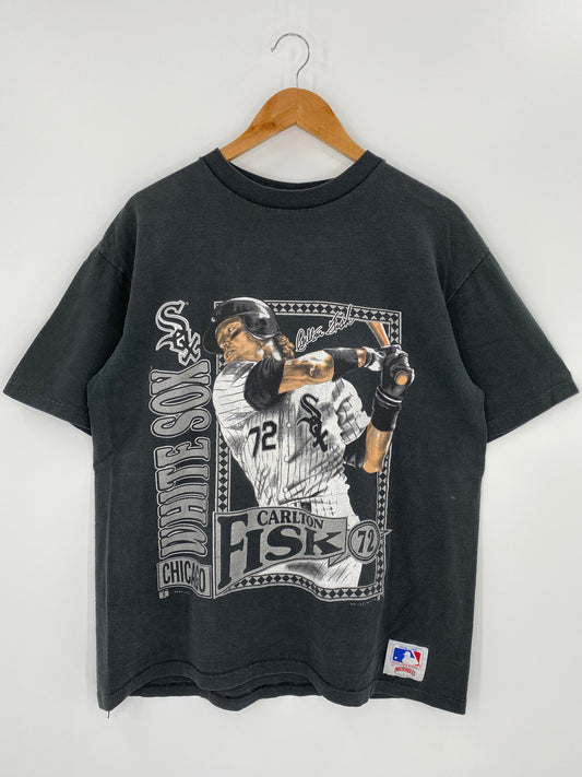1991 CARLTON FISK WHITE SOX Made in USA Size XL Vintage MLB T-shirt / 8299