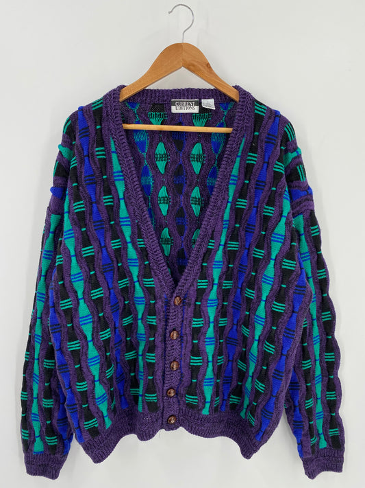 Vintage 3D Coogi-Style Size XL Knit Sweater / 9780