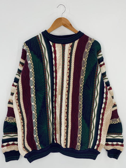 Vintage 3D Coogi-Style Size XL Knit Sweater / 9825