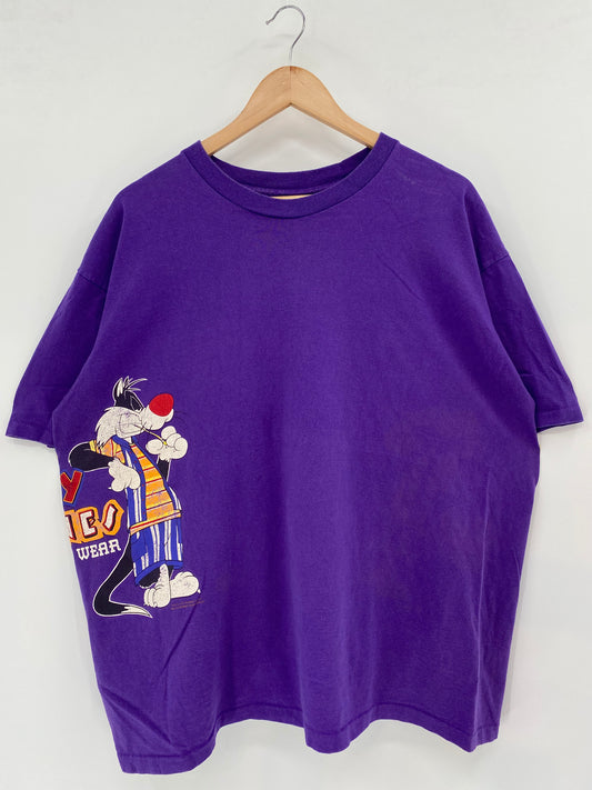 1993' LOONEY TUNES SYLVESTER x TWEETY Made  in USA Size XL Vintage T-Shirt / K1903