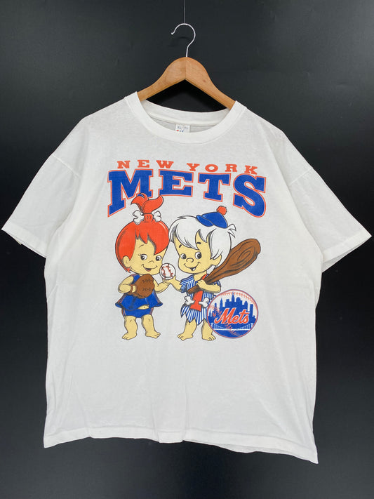 90’s THE FLINE STONES x NEW YORK METS Size XL Vintage MLB T- Shirts / K447