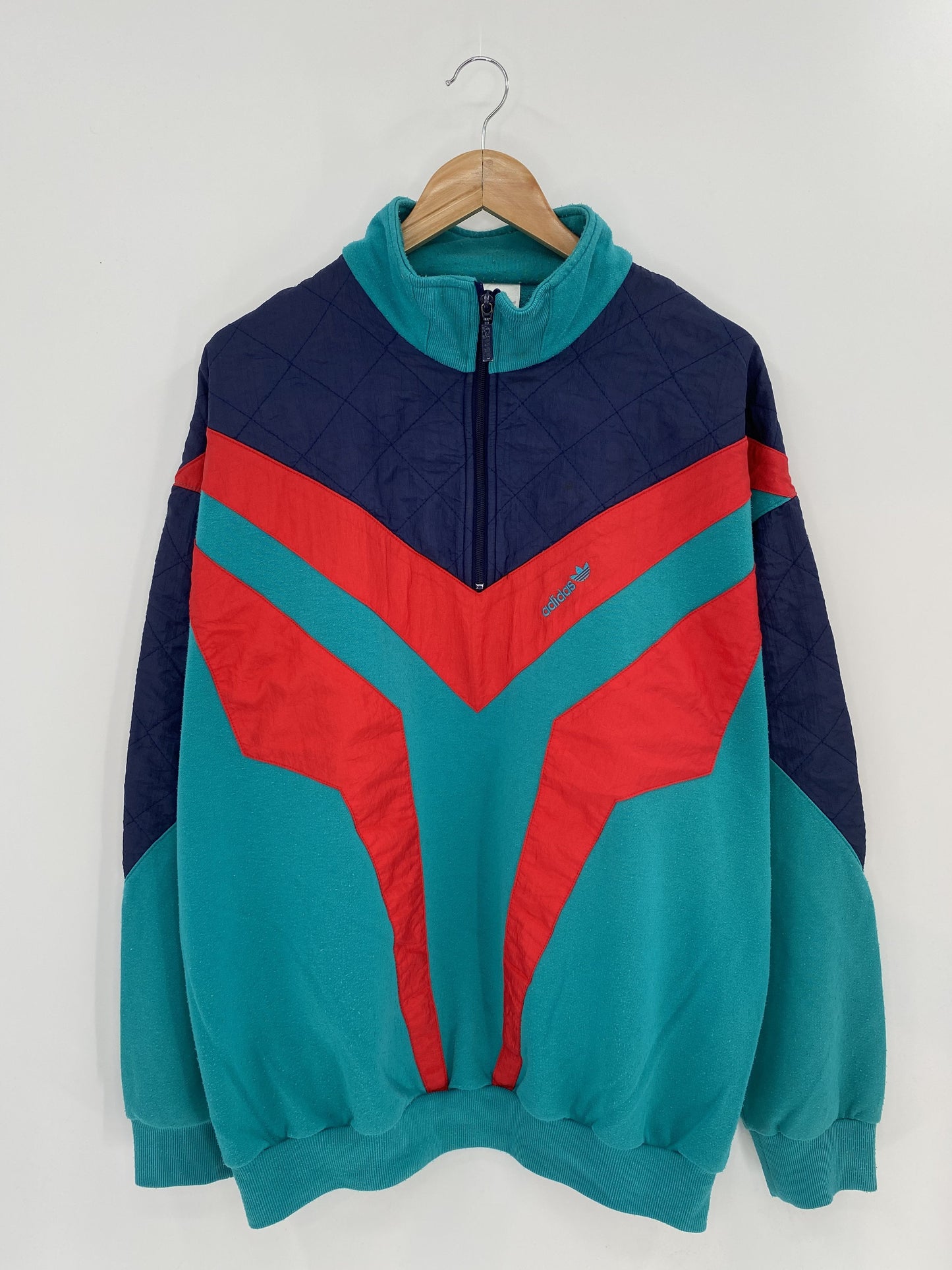 90's ADIDAS Size XL Vintage Half Zip Sweat-shirt / A6763