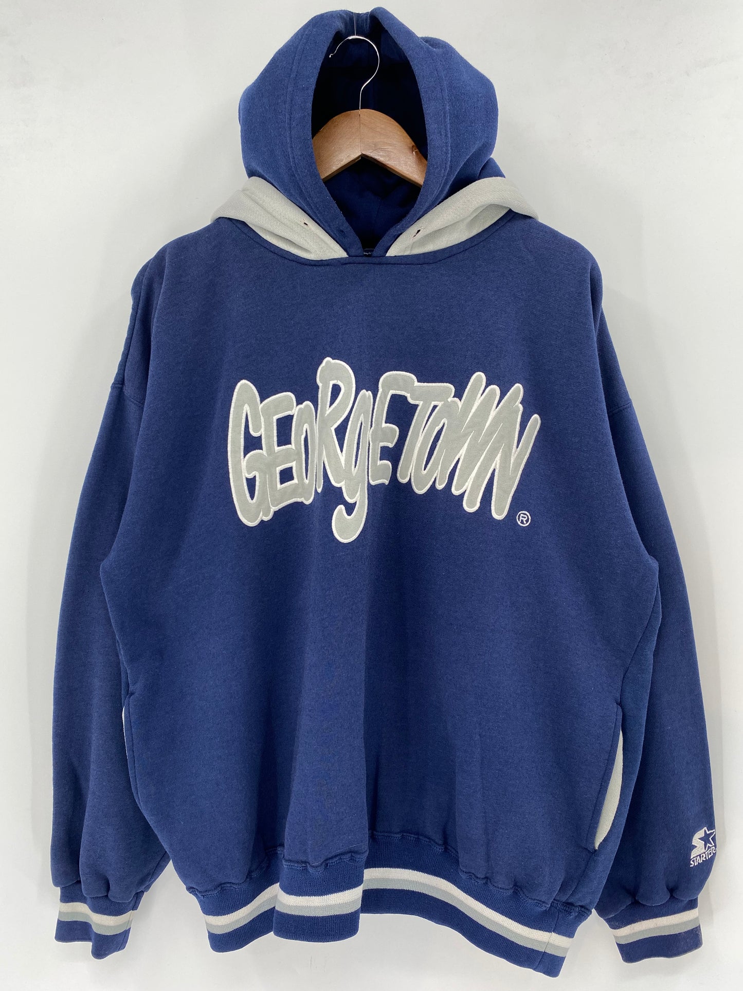90’s STARTER x GEORGETOWN Size XL Double Hoodie Sweat shirt / K3418
