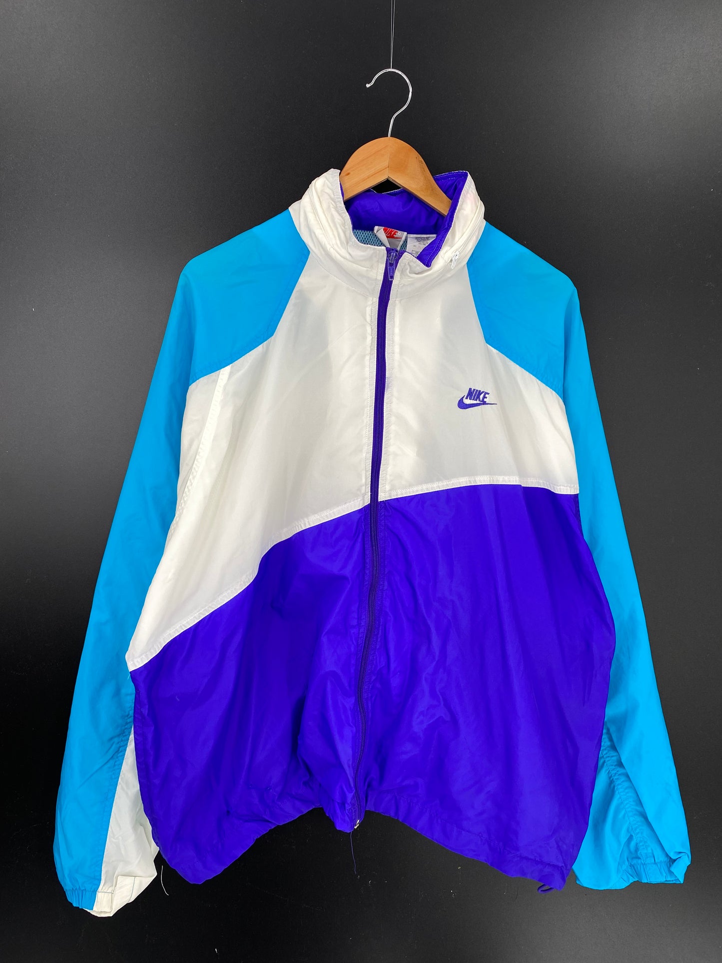 90's NIKE Silver tag Size XL Vintage Zip up Nylon-Jacket/ K568