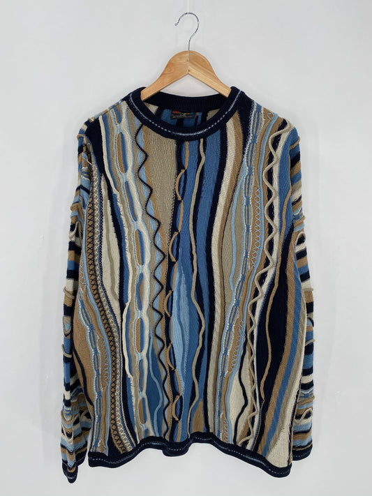 Vintage 3D Coogi-Style Size XXXL Knit Sweater / 6267