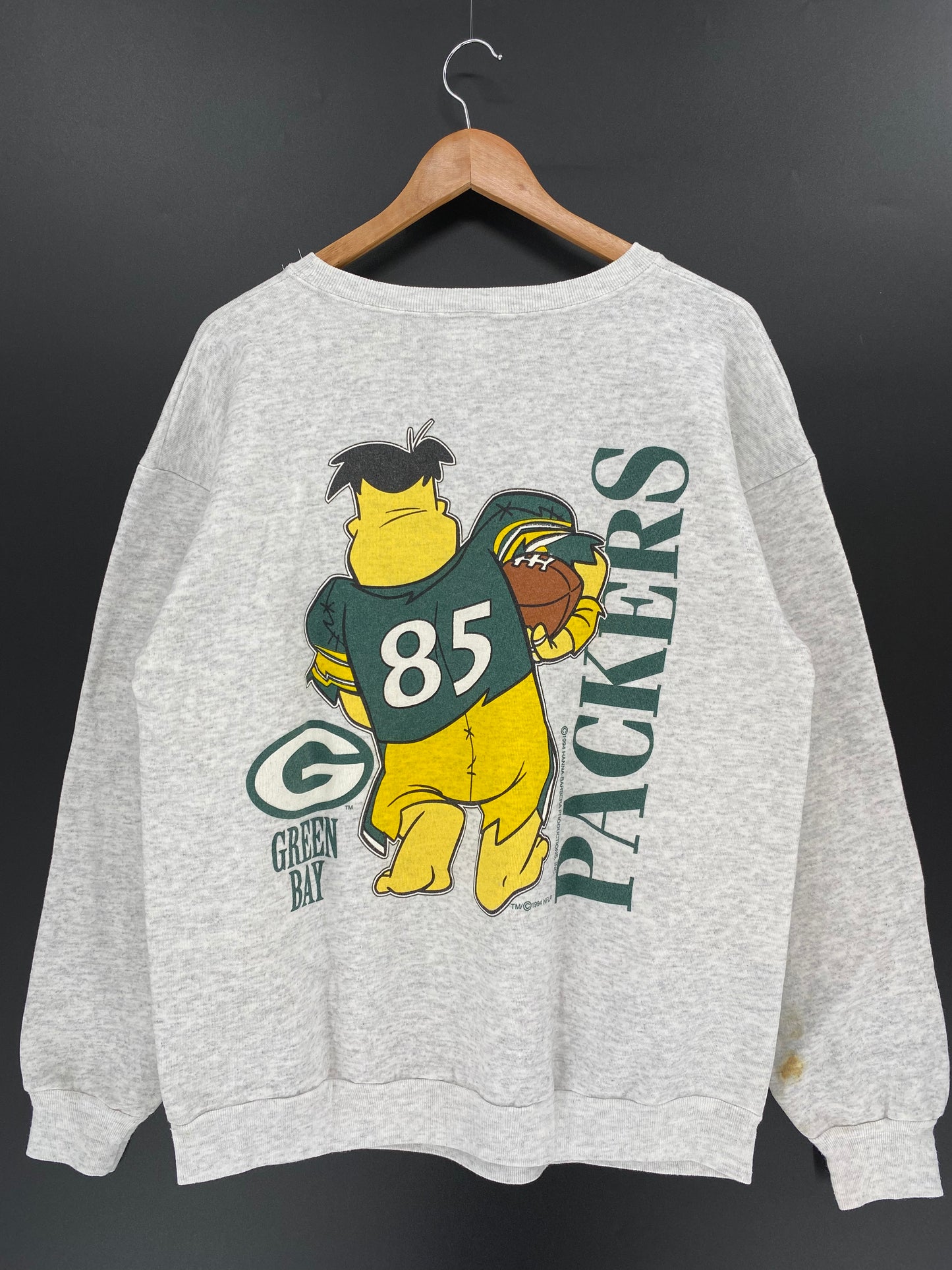 1994 PACKERS x THE FLINT STONES MADE IN USA Size L Vintage NFL Sweat-shirt / K409