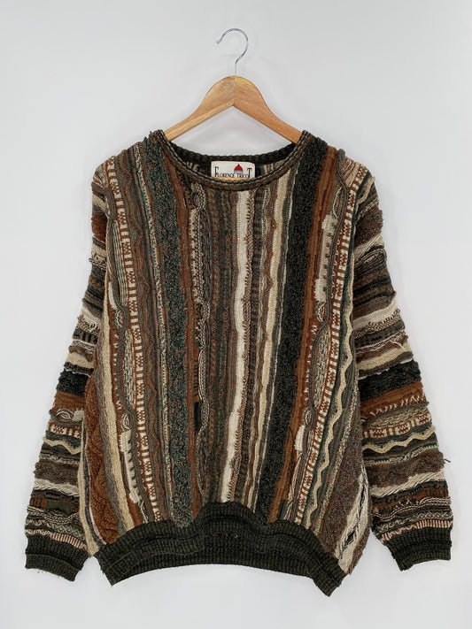 Vintage 3D Coogi-Style Size L Knit Sweater / 9107