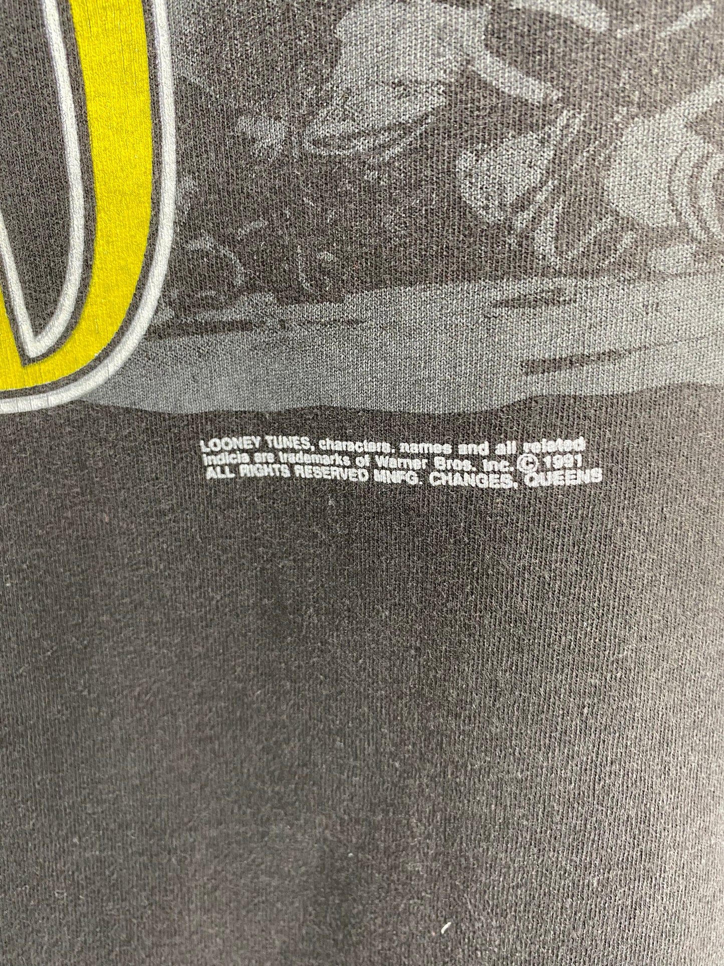 1991 LOONEY TUNES TAZ BRUINS Made in USA Size L Vintage NHL T-Shirt / K1169