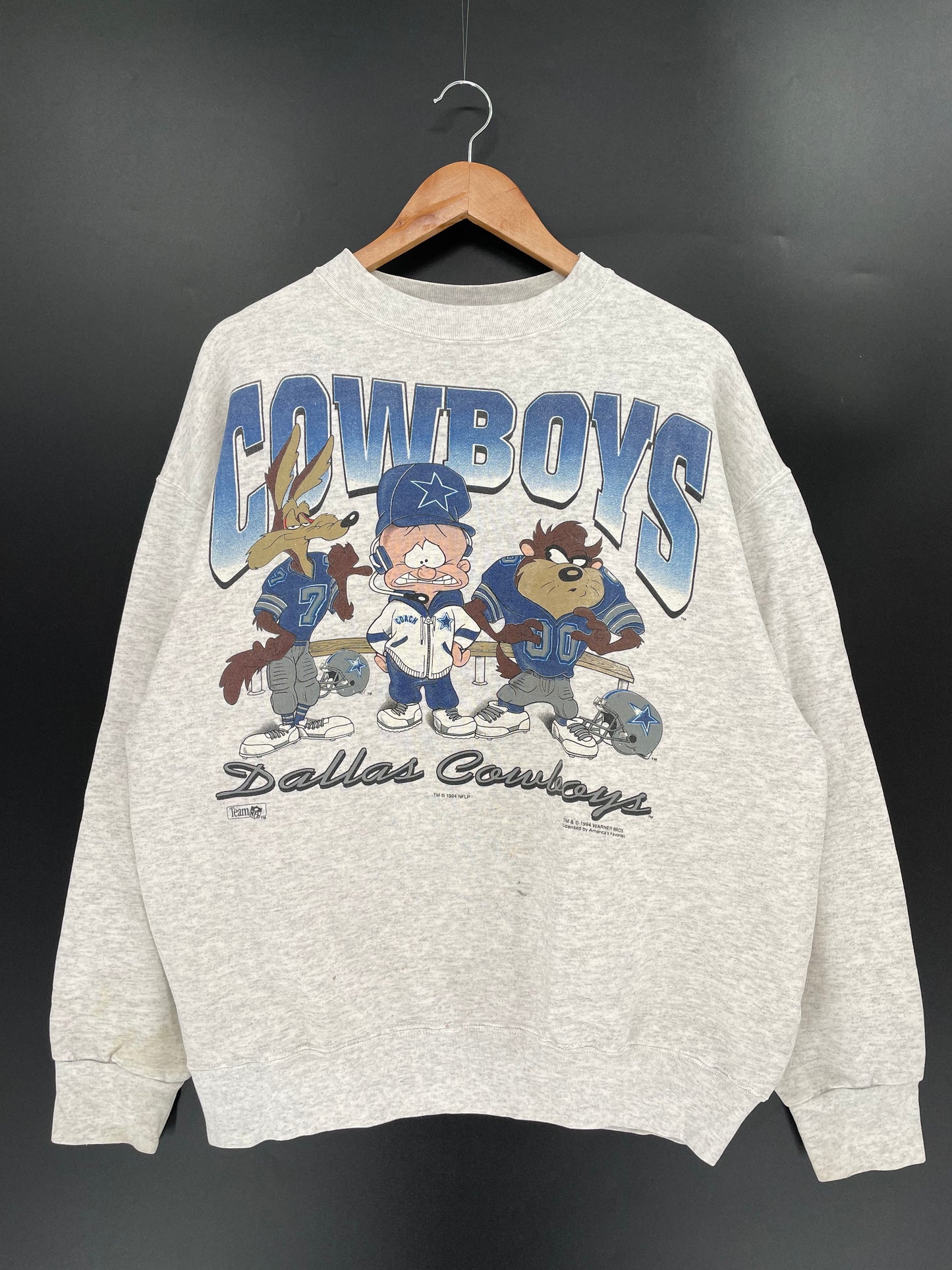 1994 LOONEY TUNES x COWBOYS MADE IN USA Size XL Vintage NFL Sweat-shirt / K359