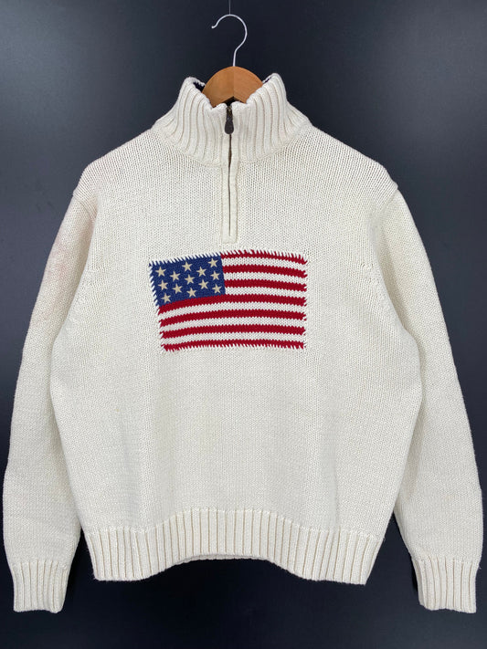 00' RALPH LAUREN POLO JEANS Size L Vintage Half-zip Sweater / A3764