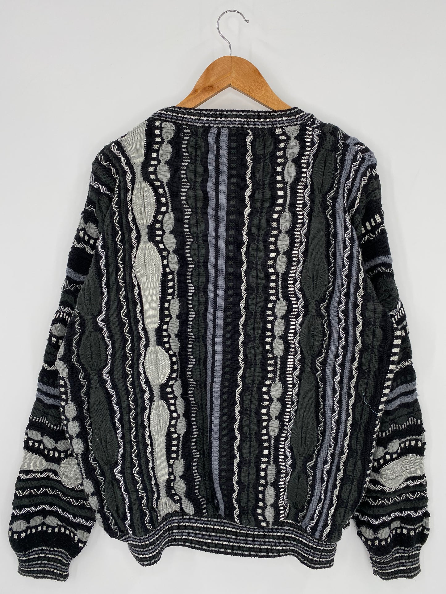 Vintage 3D Coogi-Style Made in USA SizeXL Knit Sweater / 9817