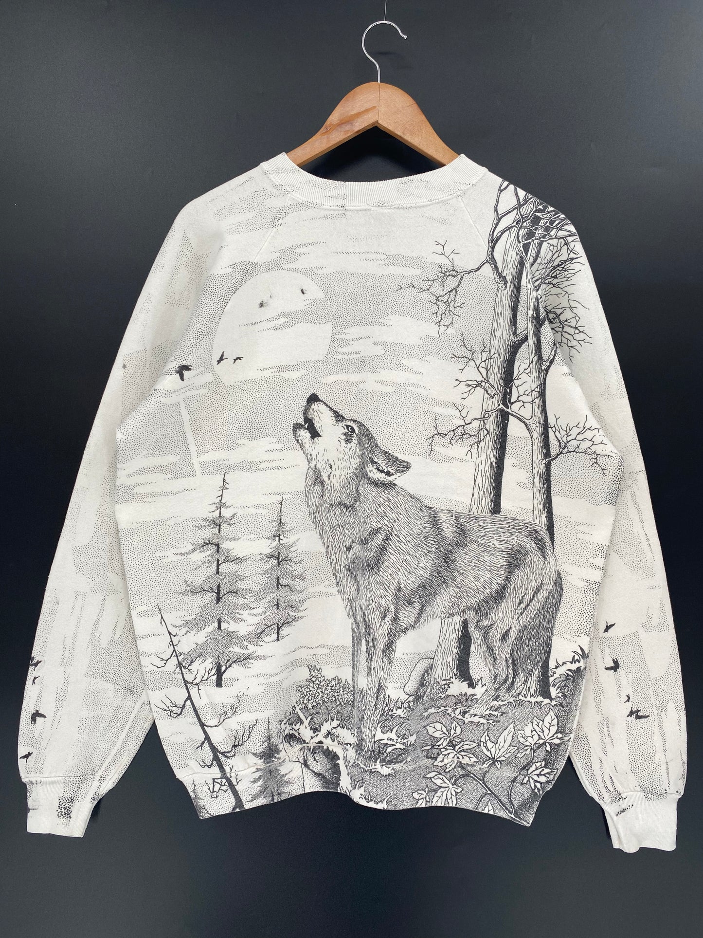 90’s WOLF All Over Print Size No tag(Approx.XL) Sweat-Shirt / K1129