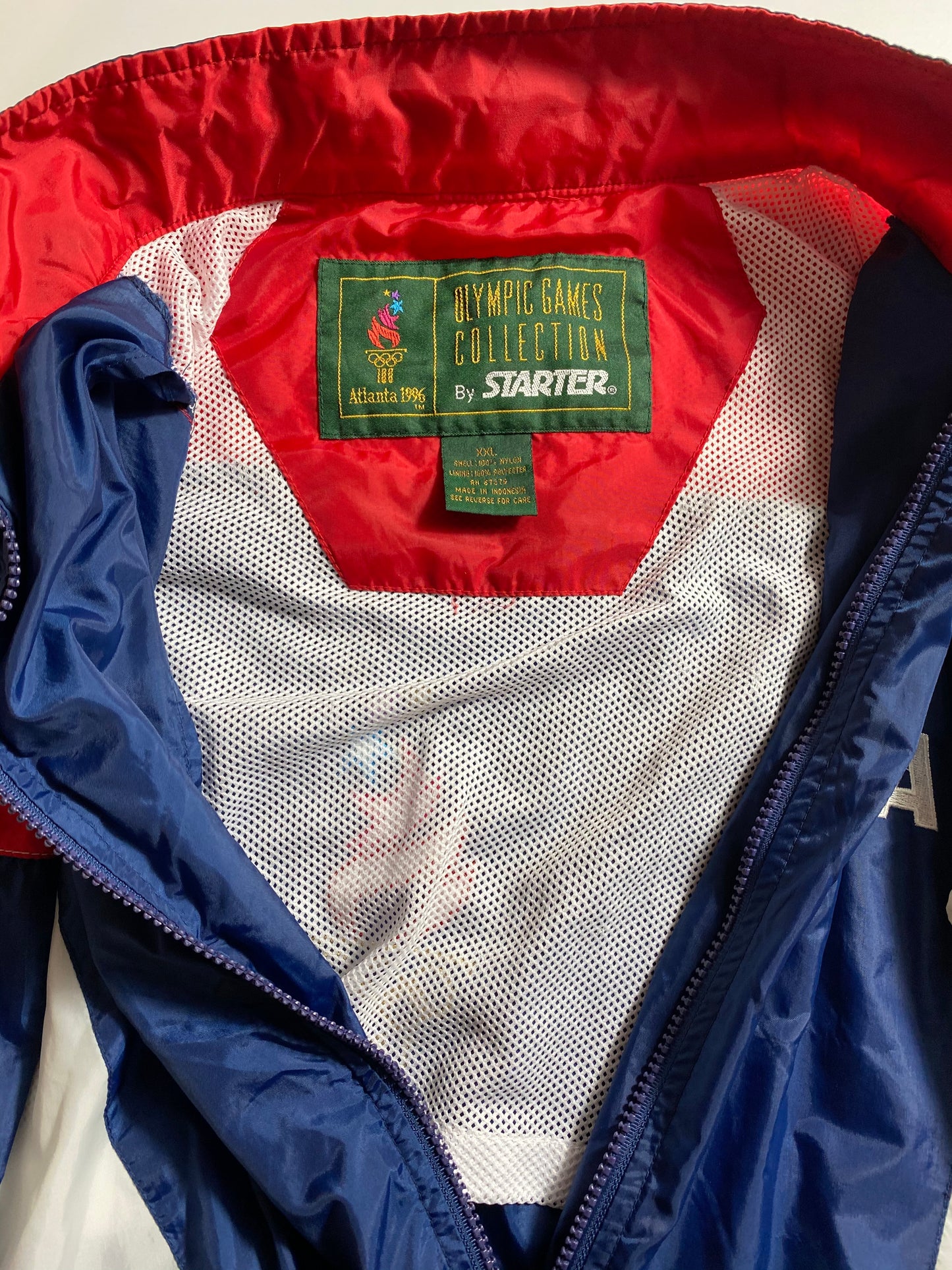 1996 STARTER Atlanta Olympic USA Size XXL Vintage Zip-up Nylon Jacket / 8721