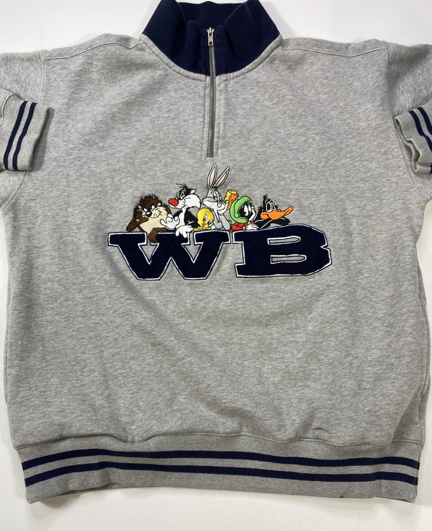 00' WARNER BROS. Half-Zip Size L Vintage Sweat-shirt / K5373